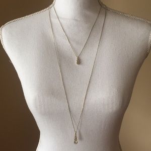 LOFT Layered Double Chain Gold Tone Necklaces